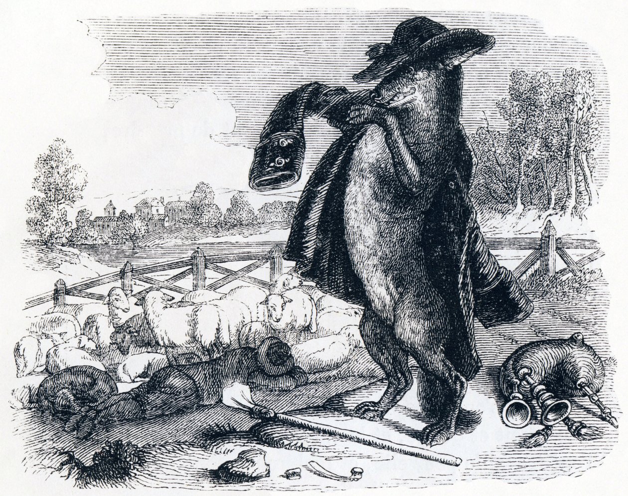 Il lupo diventato pastore - Favole di La Fontaine da Grandville