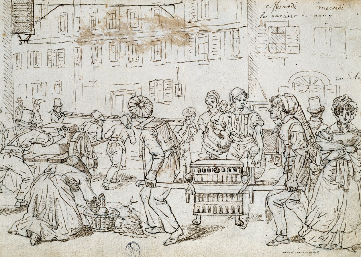 Lavoratori di Nancy, disegno di Jean-Jacques Grandville (1803-1847), Francia da Grandville