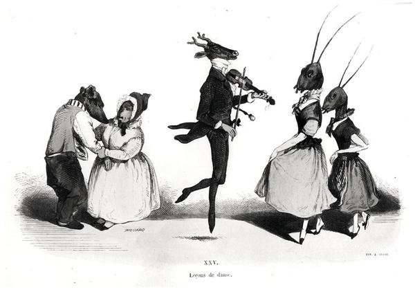 Una coppia di cani, dalla serie Les Metamorphoses du Jour da Grandville