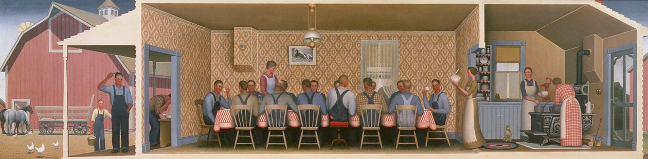 Cena per i Trebbiatori, 1934 da Grant Wood