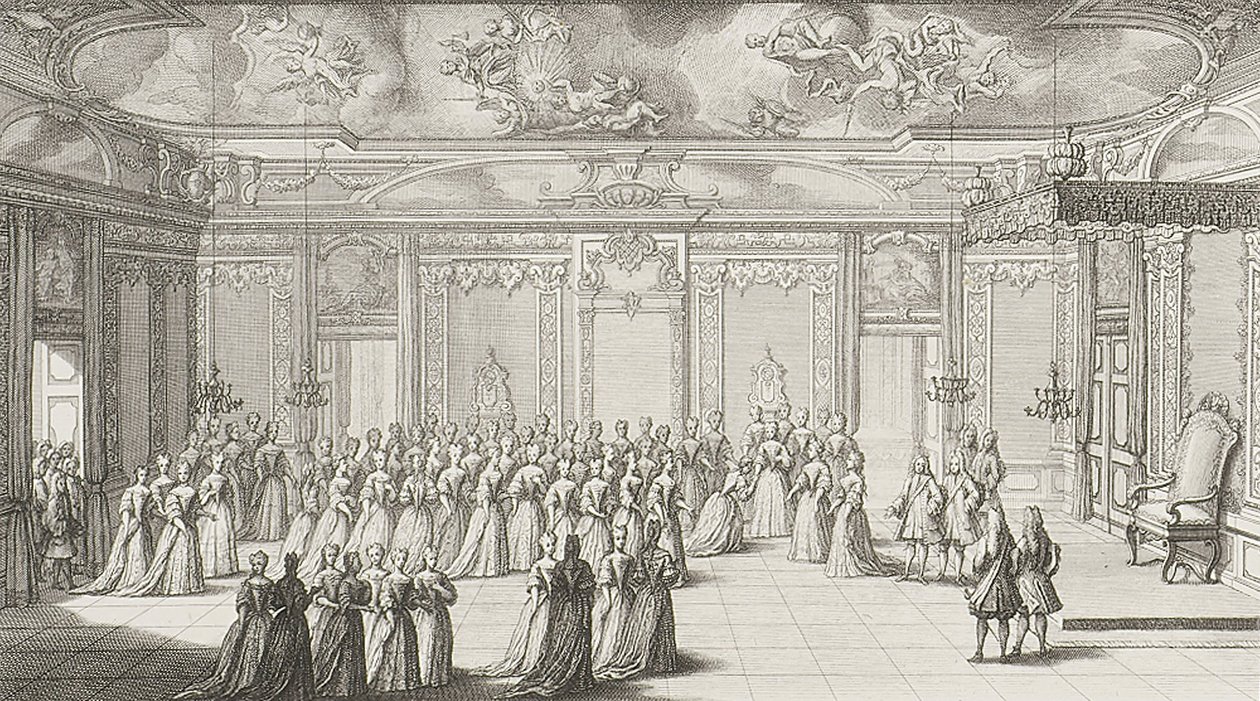 La sala delle udienze durante la ricezione della sposa al Palazzo di Dresda il 2 settembre 1719 da Gérard II Scotin