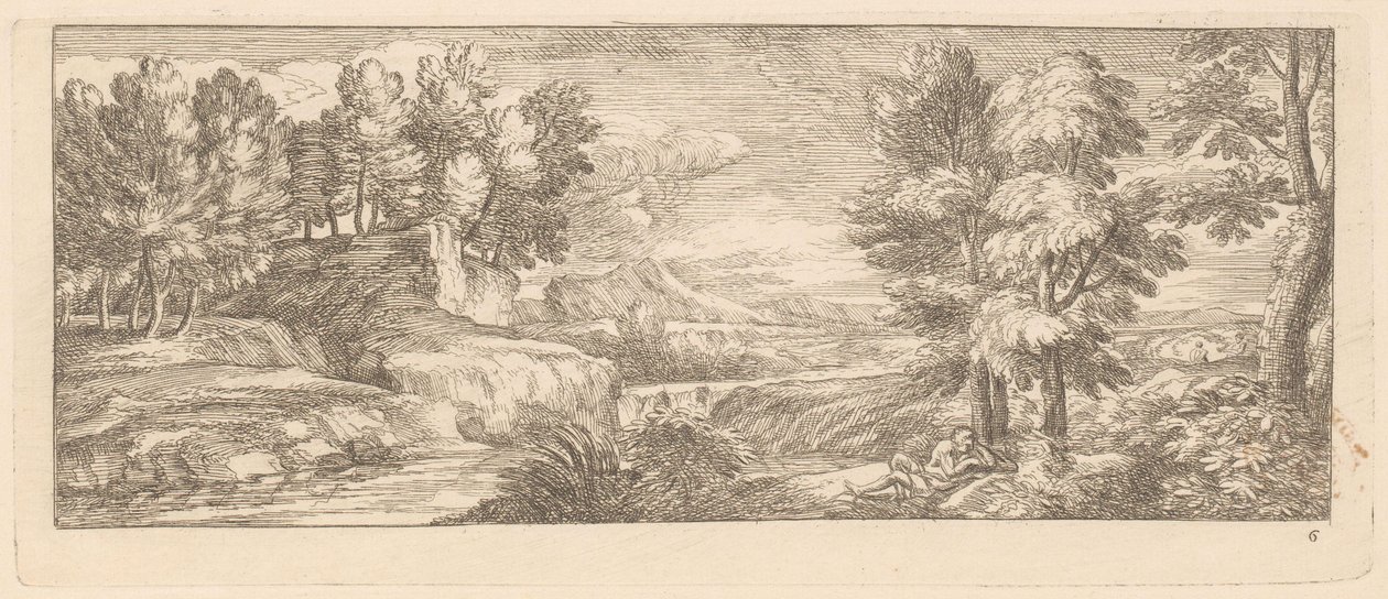 Paesaggio fluviale con figure riposanti da Gérard Audran