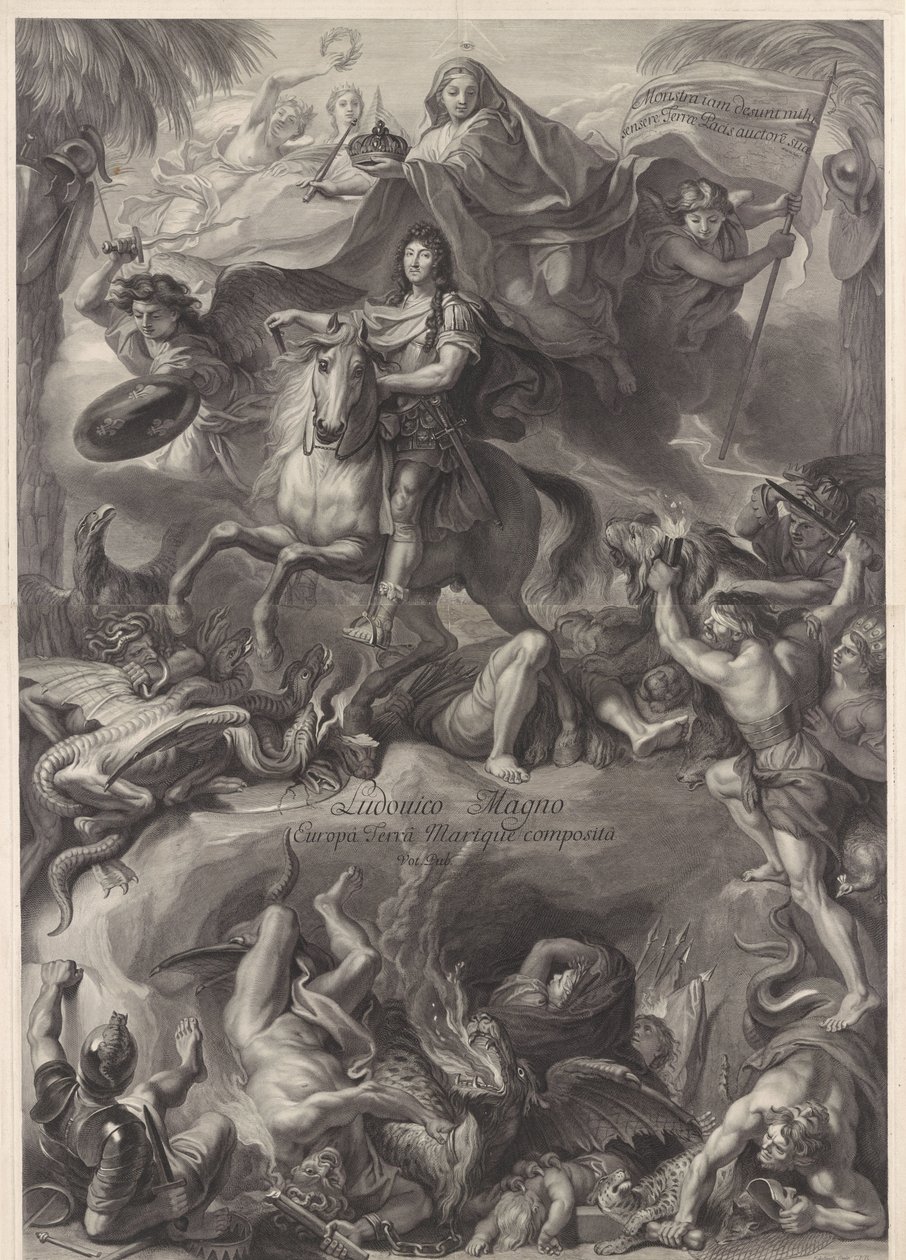 Ritratto allegorico a cavallo di Luigi XIV, re di Francia da Gérard Edelinck