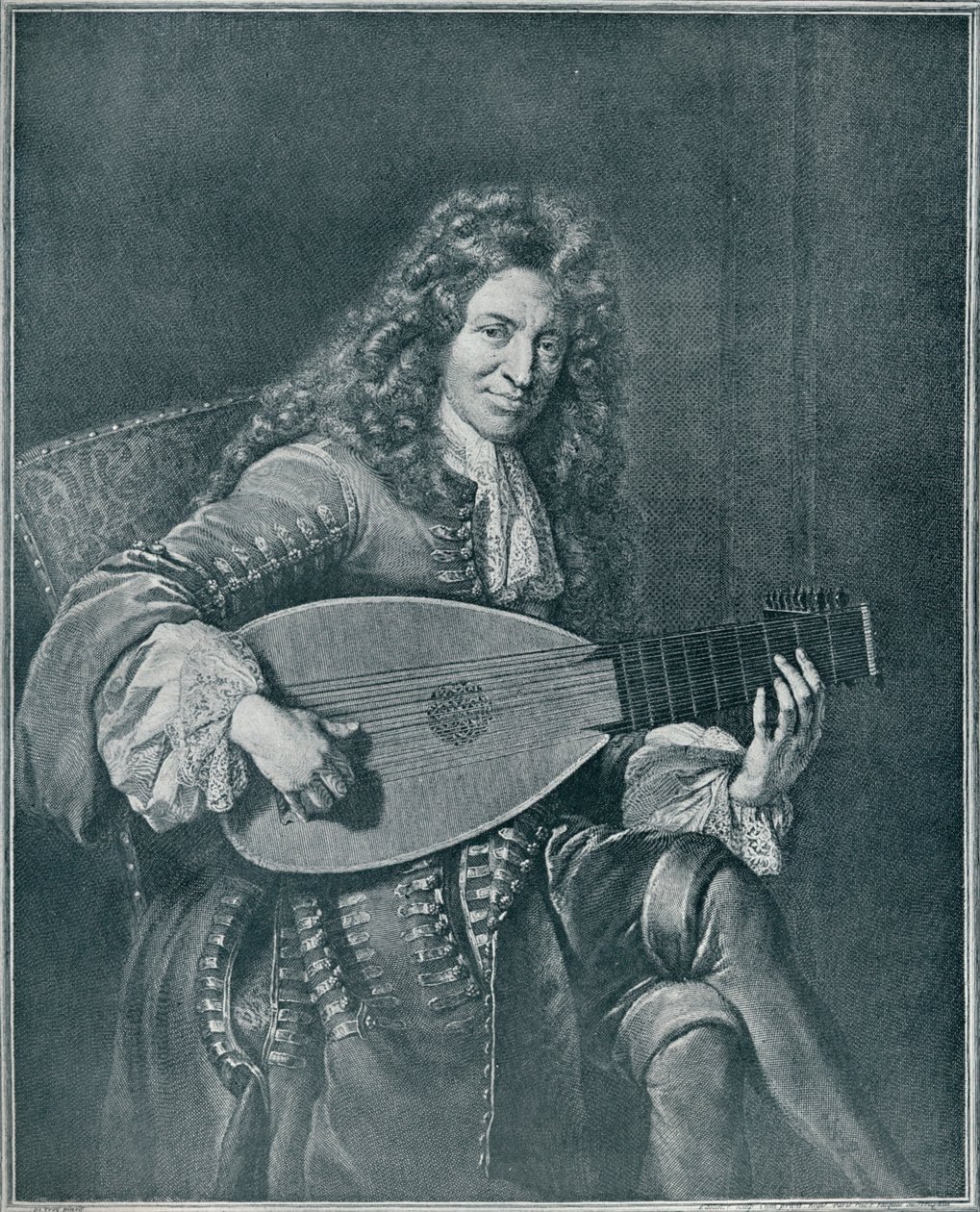 Charles Mouton, c1626-1710. Liutista e compositore francese, 1909 da Gérard Edelinck