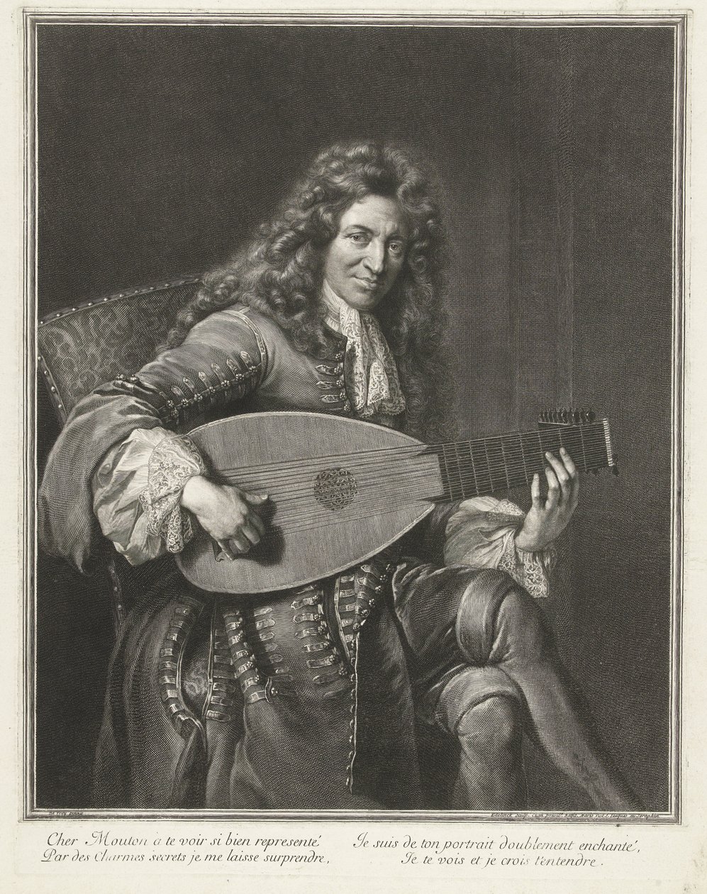 Ritratto del compositore Charles Mouton da Gérard Edelinck