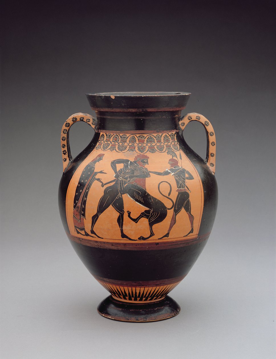 Anfora raffigurante Ercole che combatte il Leone Nemeo, c.540 a.C. da Greek