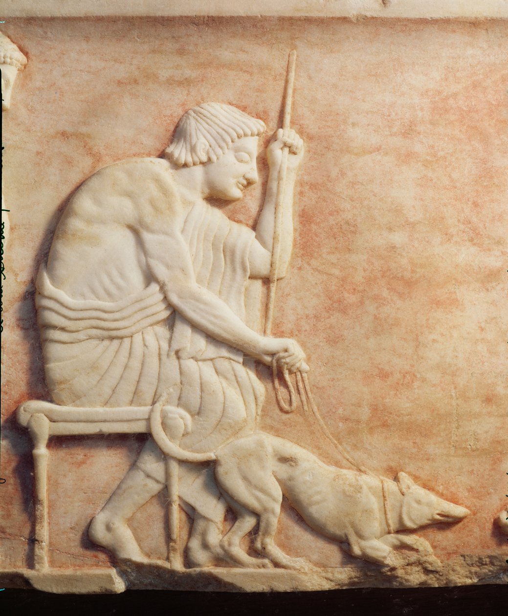 Caccia agli animali, rilievo dalla base di una statua trovata nel cimitero di Dipylon, Atene (dettaglio) da Greek