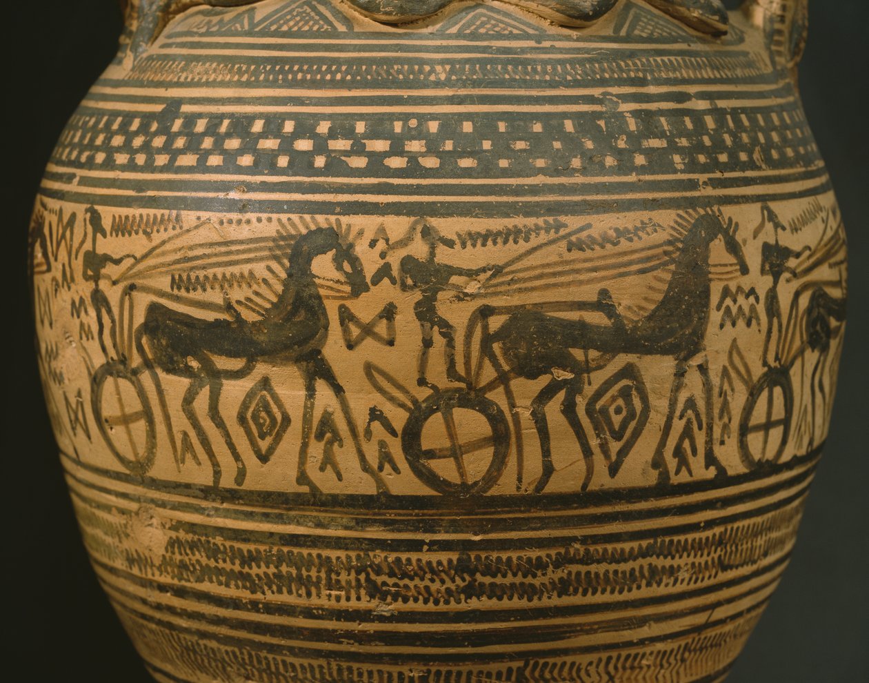 Anfora attica, Periodo Geometrico Tardo II B (c.720-700 a.C.) (dettaglio) da Greek