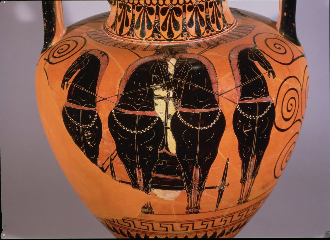 Anfora a figure nere raffigurante una quadriga da Greek