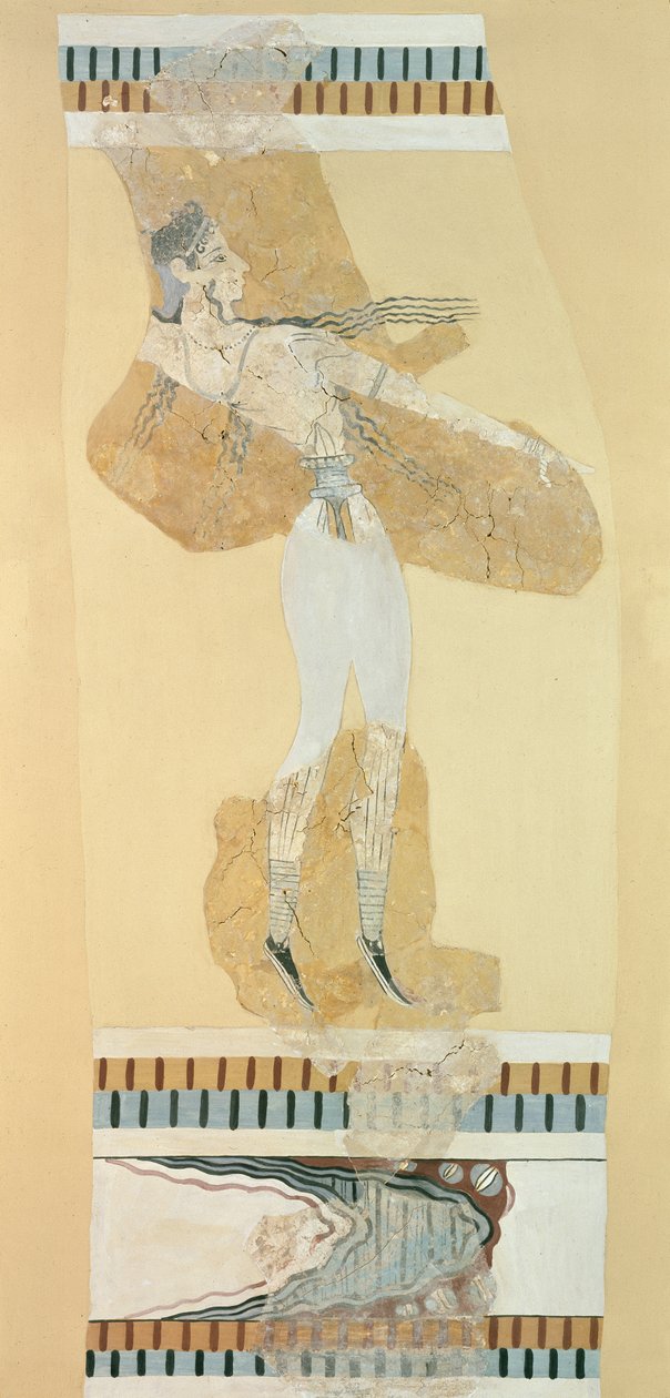 Frammento di un affresco che raffigura un taureador dal palazzo di Cnosso, Periodo Minoico Tardo I da Greek