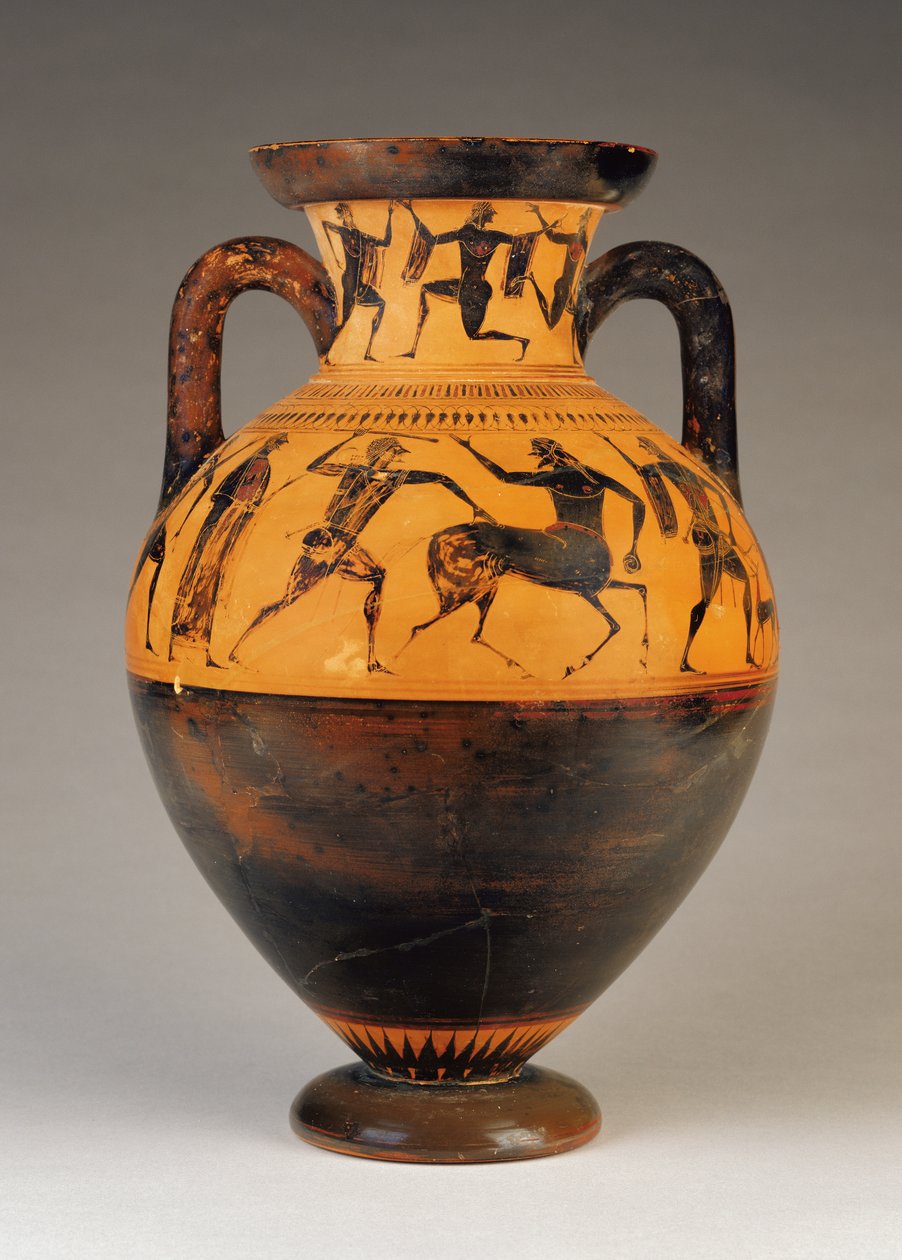 Anfora attica a figure nere con Eracle che insegue un centauro, c.530 a.C. da Greek
