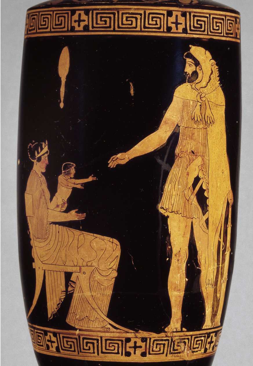 Lekythos a figure rosse attiche raffigurante Eracle (dettaglio) da Greek