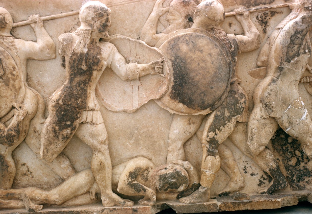 Combattimento sul corpo di Patroclo, fregio dal Tesoro di Siphnos, c.525 a.C. da Greek