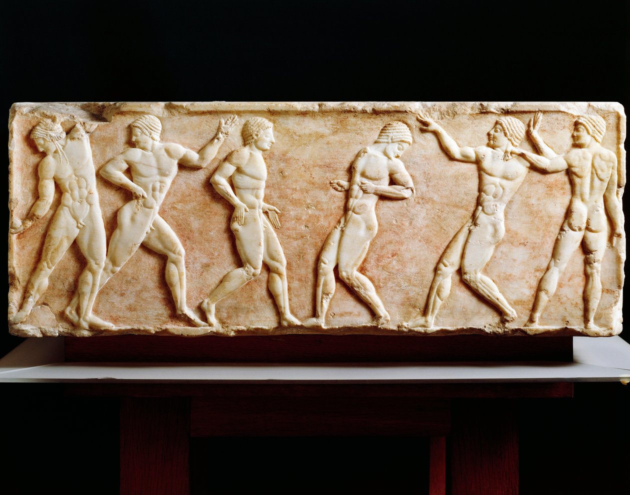 Civiltà greca, Stele che raffigura atleti in palestra, dalla necropoli di Kerameikos ad Atene, Grecia, 510 a.C. da Greek