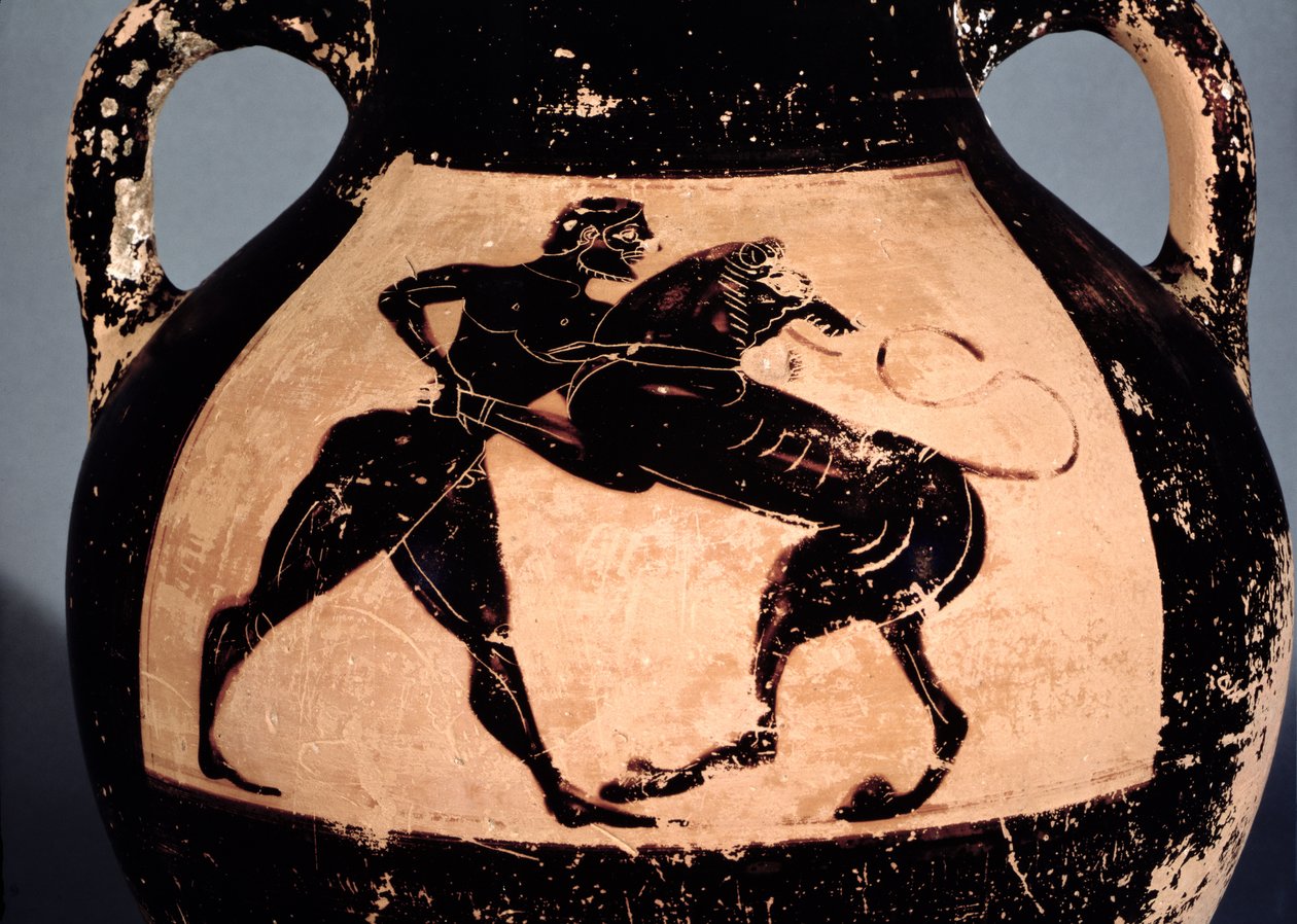 Eracle che Lotta con il Leone Nemeo, dettaglio da un
