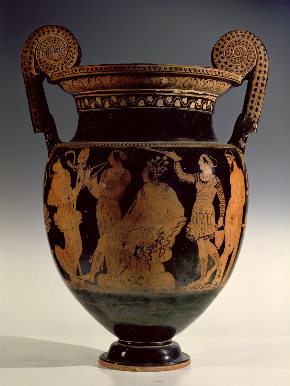 Karneia, o Festa del Raccolto, cratere a volute a figure rosse, fine V ...