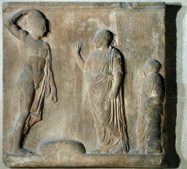 Placca in rilievo che raffigura una cerimonia di invocazione a Teseo da Greek