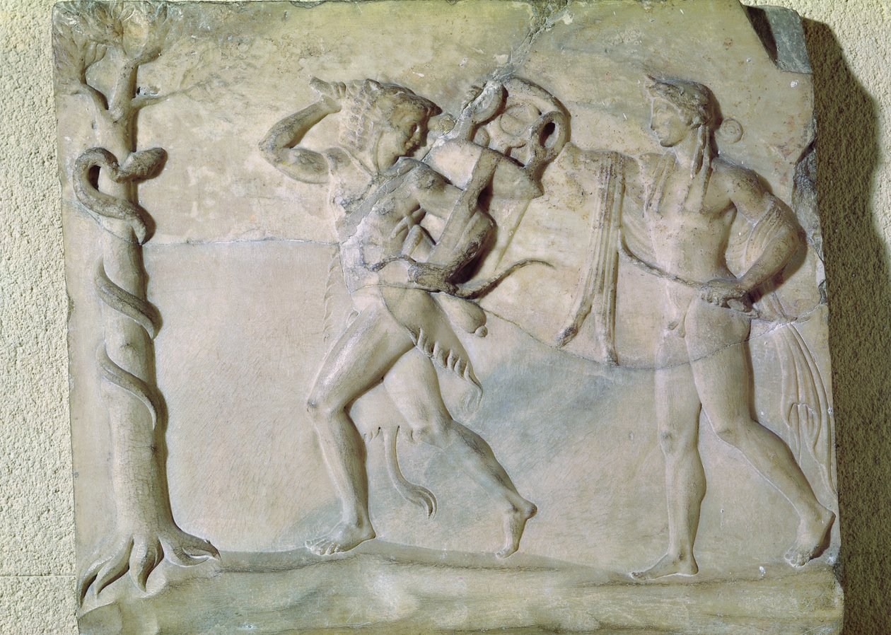 Tavoletta raffigurante Ercole che porta via il Tripode Delfico davanti ad Apollo da Greek