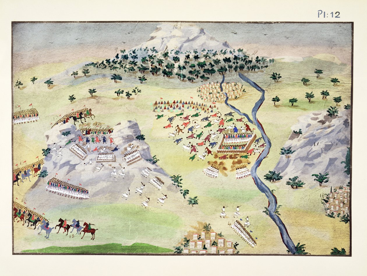Battaglie tra turchi e greci a Karpenisi e Kaliakouda, tavola 12 da Storia illustrata della guerra d