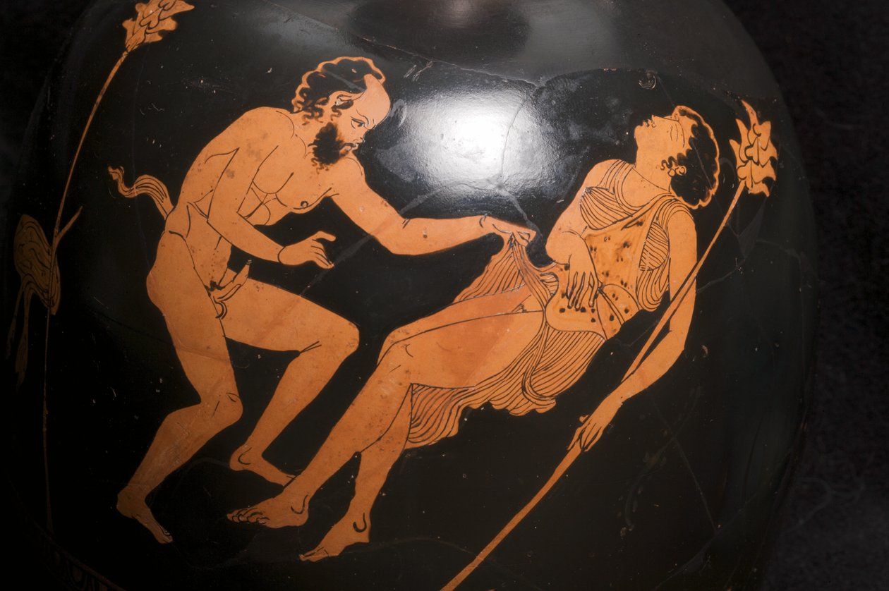 Dettaglio di un lekythos a figure rosse (terracotta) da Greek School