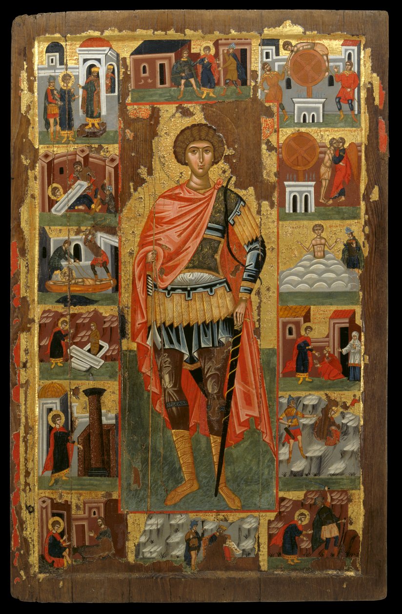 Icona di San Giorgio con scene della sua vita da Greek School