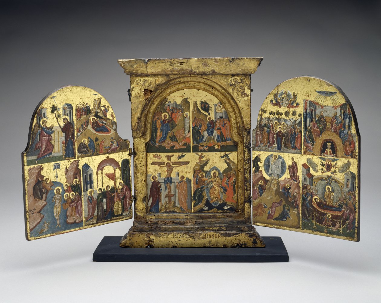 Resurrezione di Lazzaro; Entrata a Gerusalemme; Crocifissione; Discesa di Cristo agli Inferi (pannello centrale) da Greek School