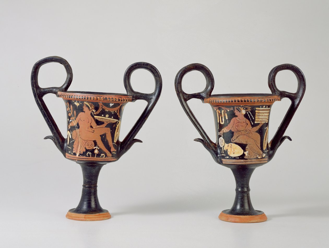 Kantharos a figure rosse che raffigura un giovane e una donna, c.310 a.C. da Greek School