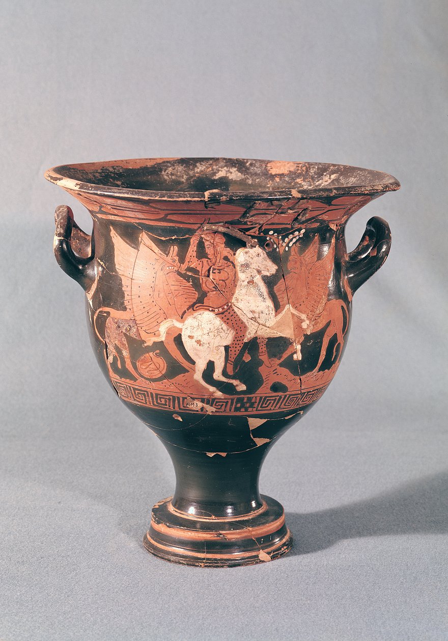 Cratere a figure rosse che raffigura amazzoni e grifoni da Greek School