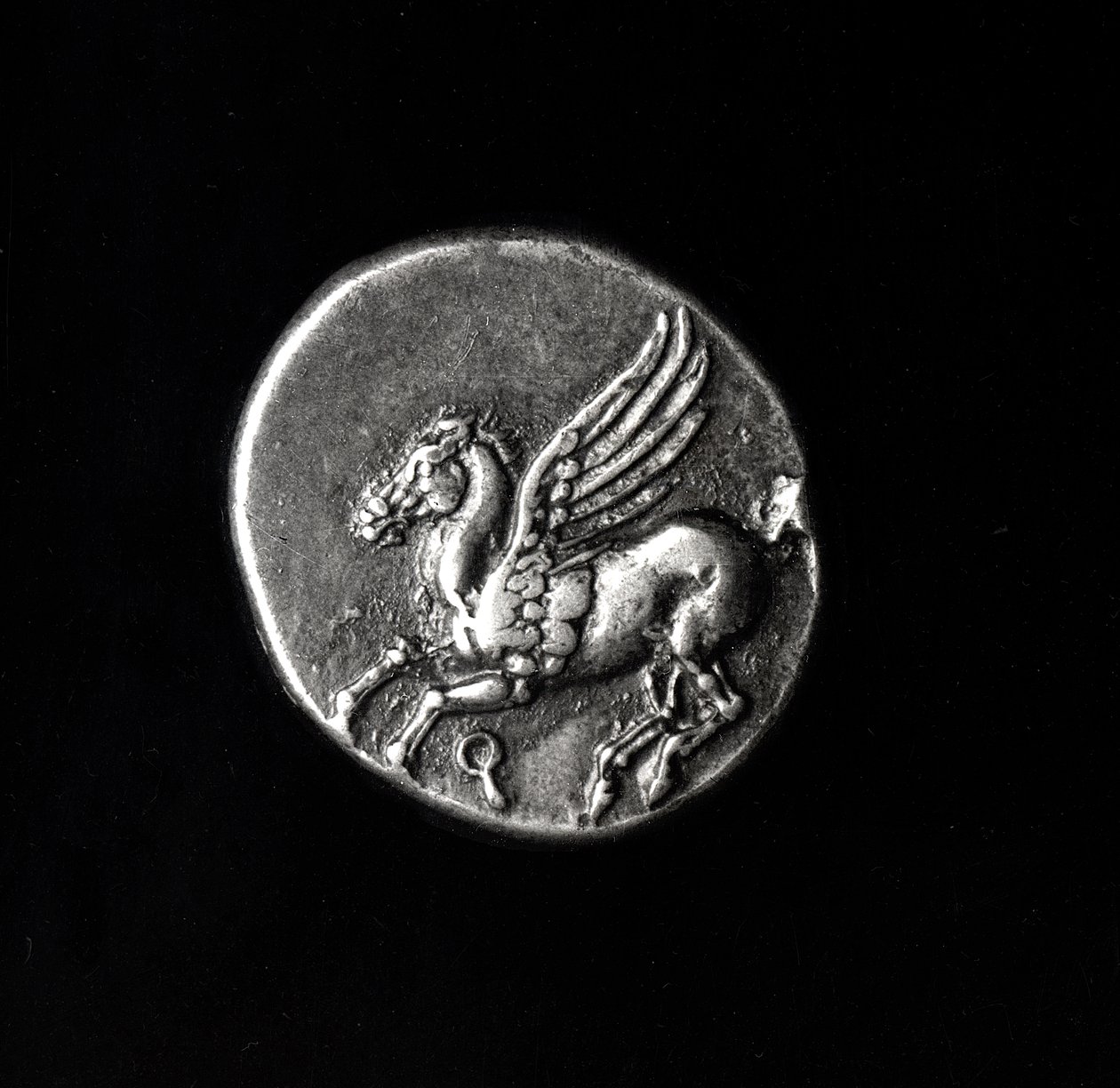 Lato inverso di una moneta raffigurante Pegaso, da Corinto, 700-300 a.C. da Greek School