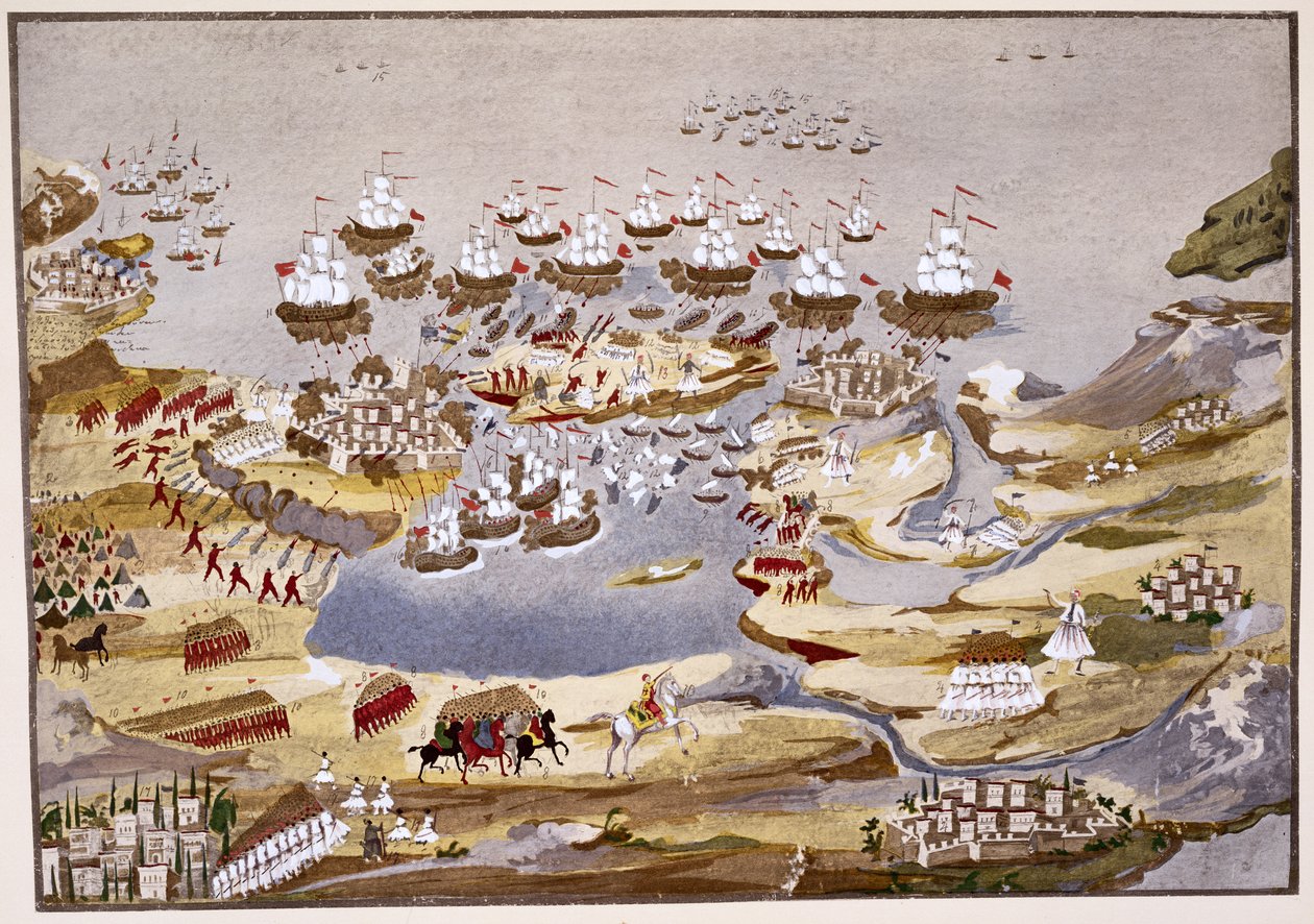 Assedio e battaglia navale, tavola 13 da Storia illustrata della guerra d