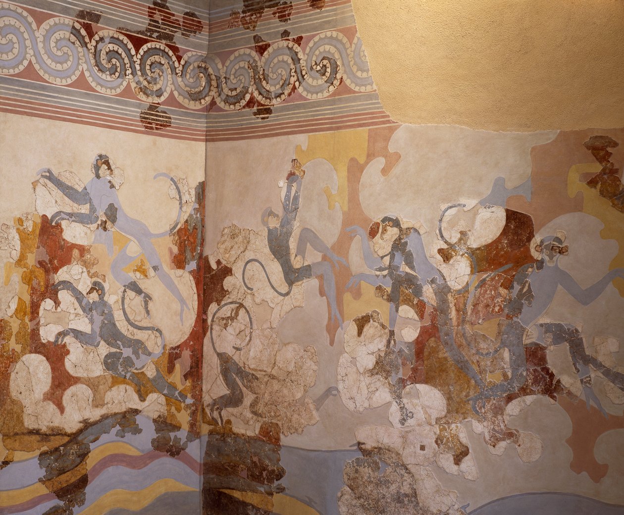 Le scimmie blu, affresco dal Complesso B, stanza 6 di Akrotiri, Thera (oggi Santorini) da Greek School