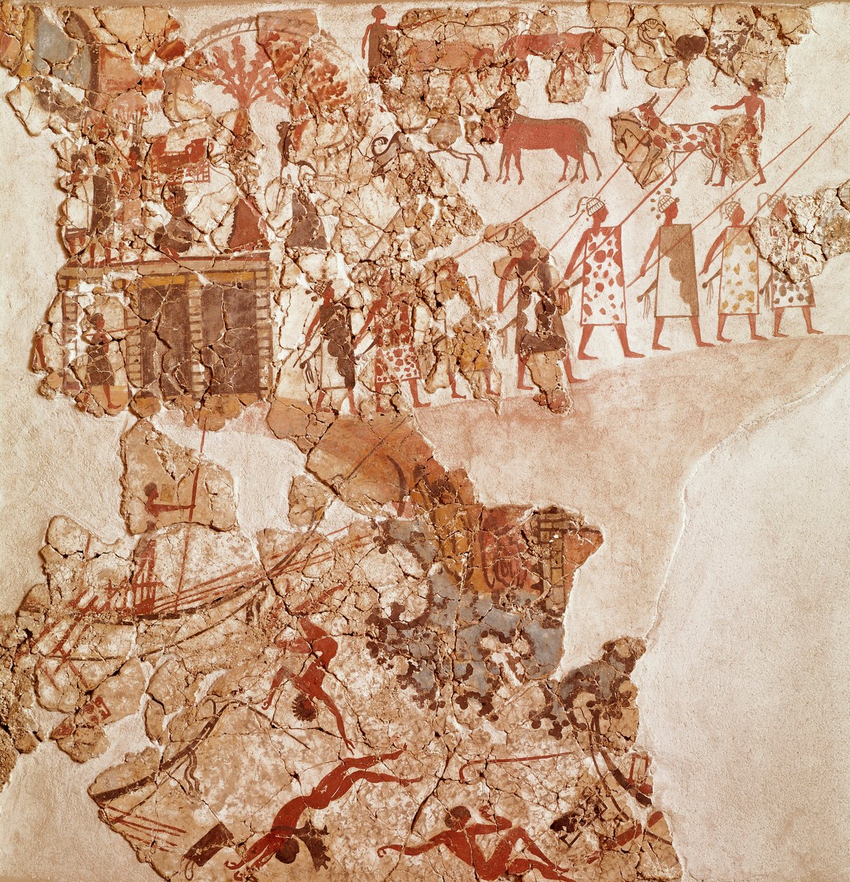 La morte dei libici, affresco di Akrotiri, Thera (oggi Santorini) (Grecia), Civiltà minoica da Greek School
