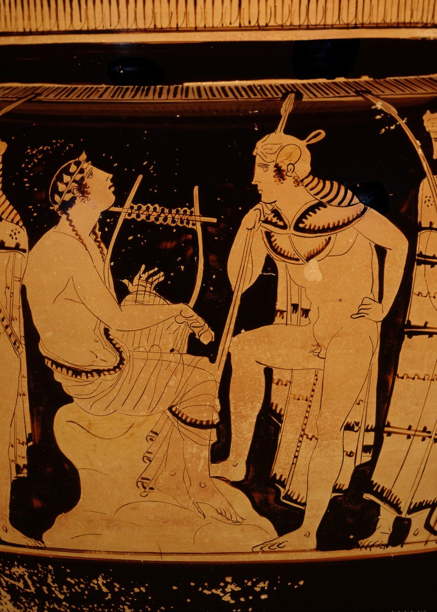 Orfeo tra i Traci, Krater attico a colonna a figure rosse, 440 a.C. circa (ceramica)( da Greek school