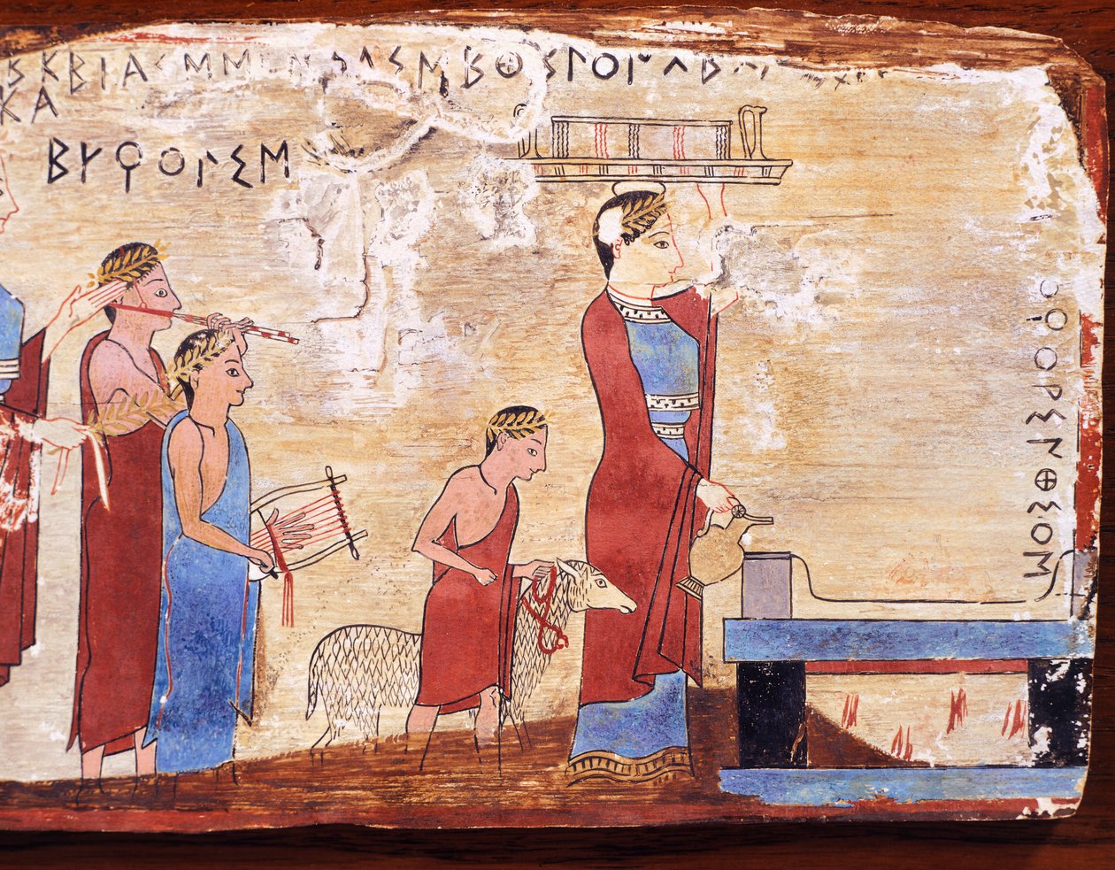Scena che mostra il sacrificio, tavoletta dipinta da Pitsa, Grecia, Civiltà Greca, VI secolo a.C. da Greek School