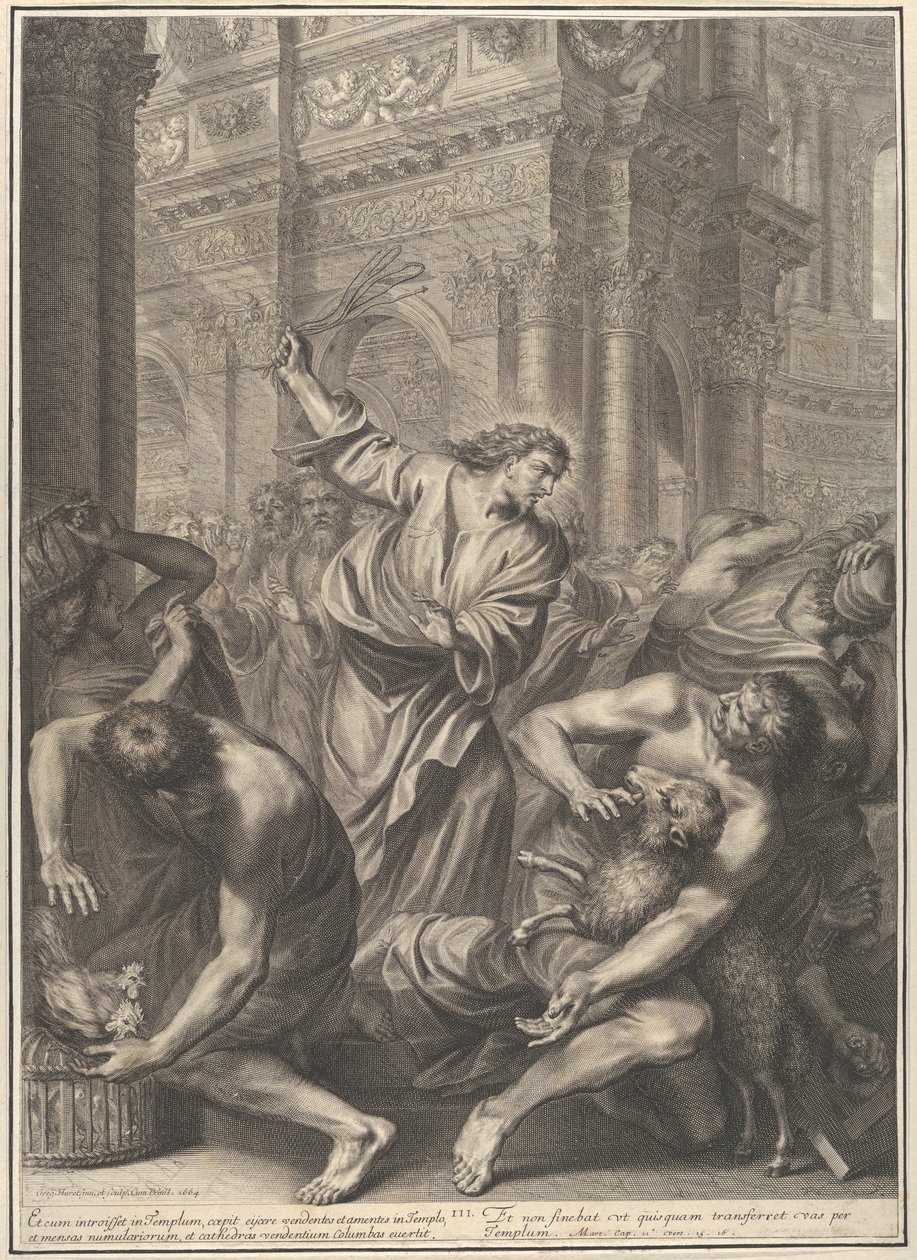 Cristo che scaccia i mercanti dal Tempio, da *La Passione di Cristo*, tavola 3 da Gregoire Huret