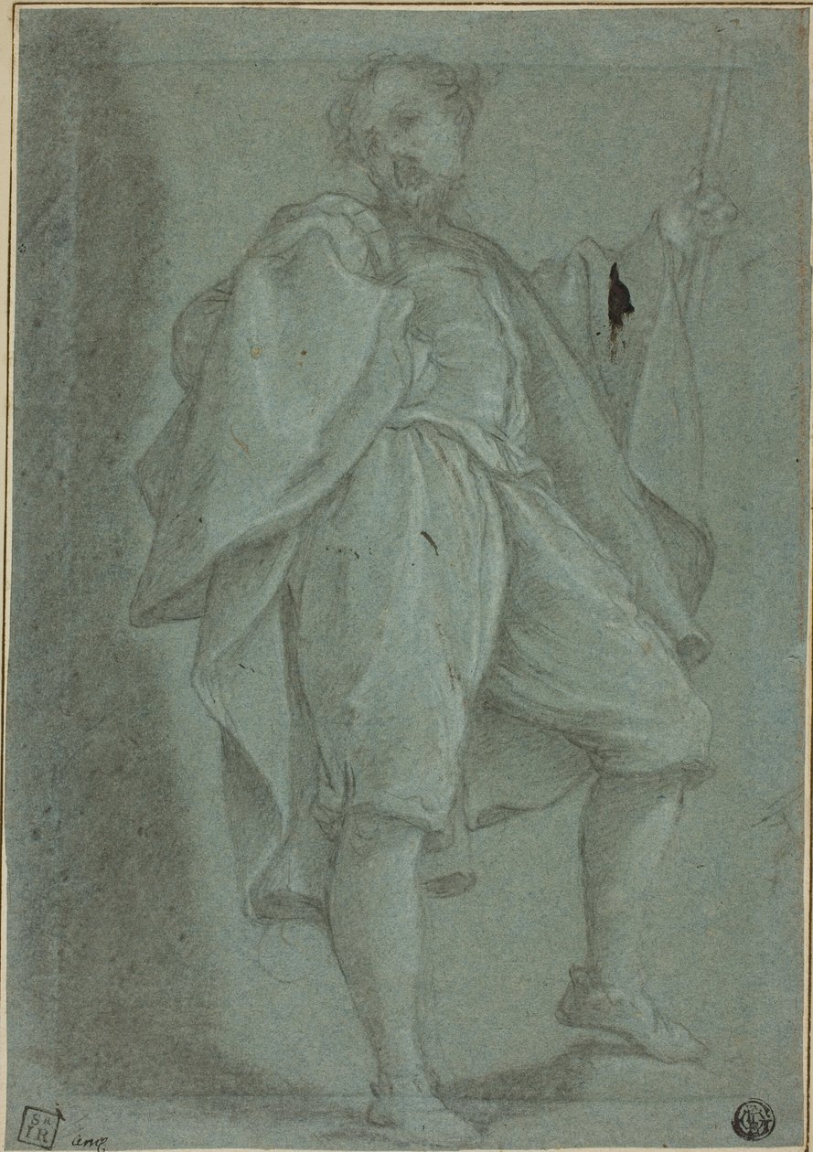 Uomo in piedi con bastone da Gregorio Pagani