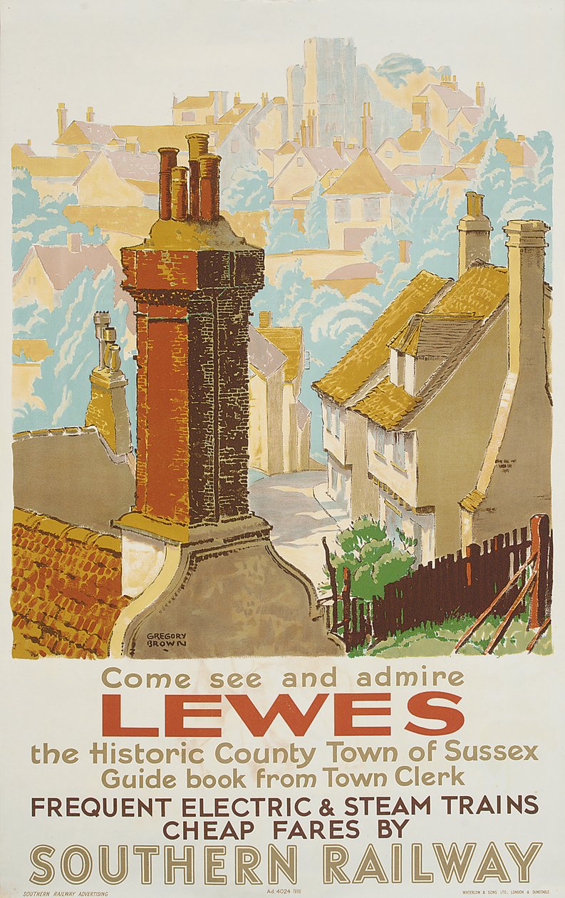 Lewes, poster pubblicitario per Southern Railway da F. Gregory Brown