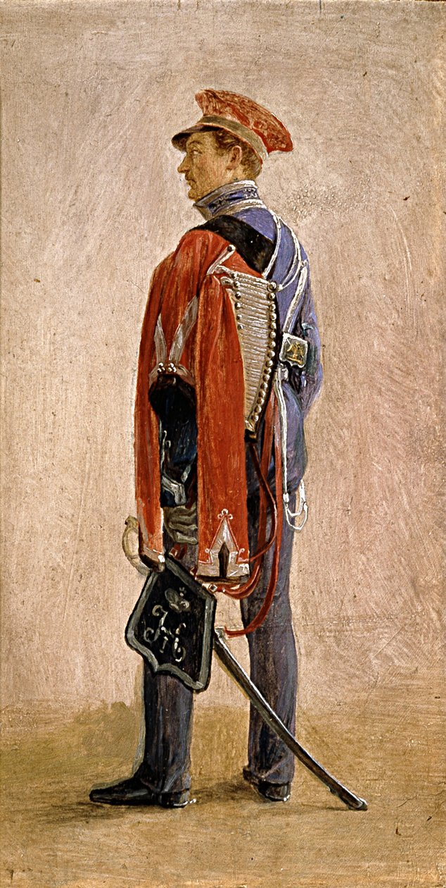 Ritratto di P.M. Kunitsky, ussaro del reggimento degli ussari William, principe di Nassau da Grigori Grigorevich Chernetsov