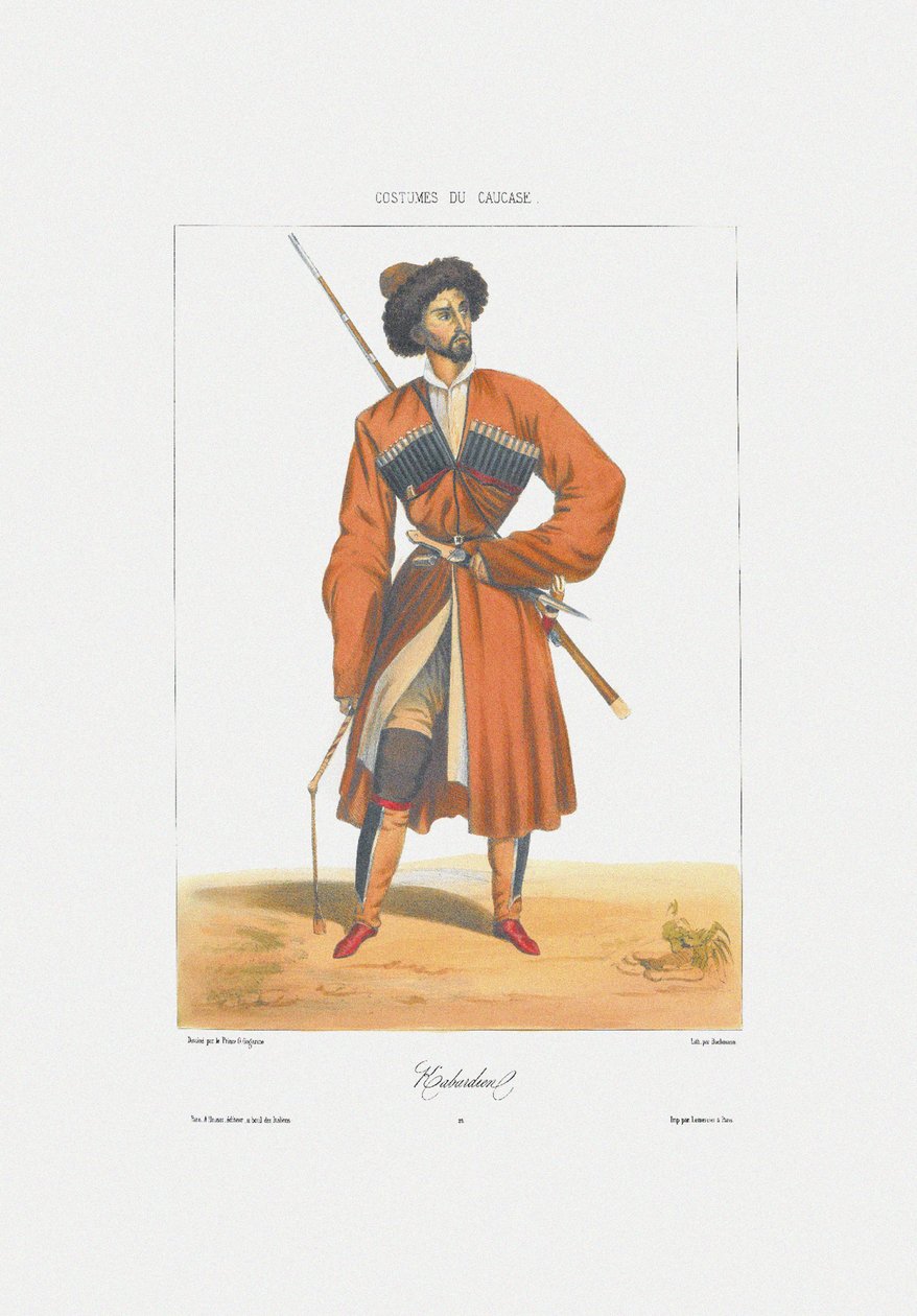 Un uomo Kabardin Da: Scene, paesaggi, costumi e costumi del Caucaso, 1840 da Grigori Grigorevich Gagarin