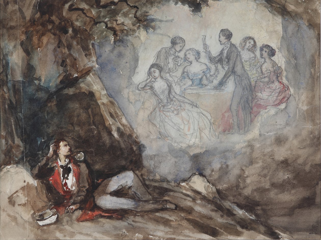 Illustrazione per la poesia Il sogno di M. Lermontov, metà del XIX secolo da Grigori Grigorevich Gagarin
