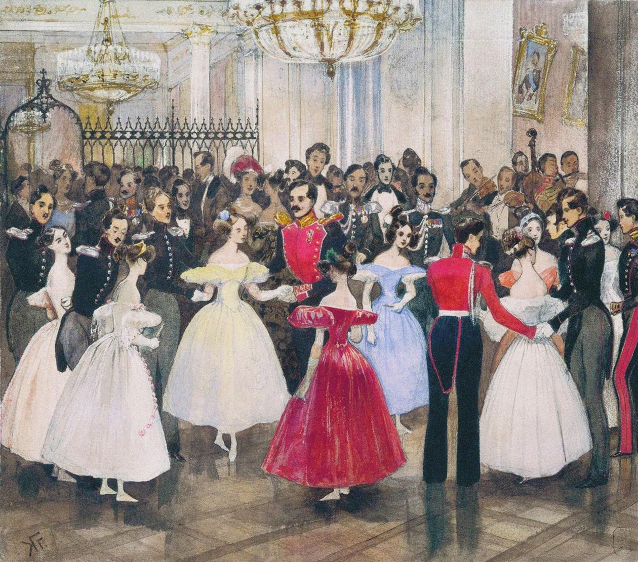 Il ballo nella casa della principessa Maria Baryatinskaya, 1830s da Grigori Grigorevich Gagarin