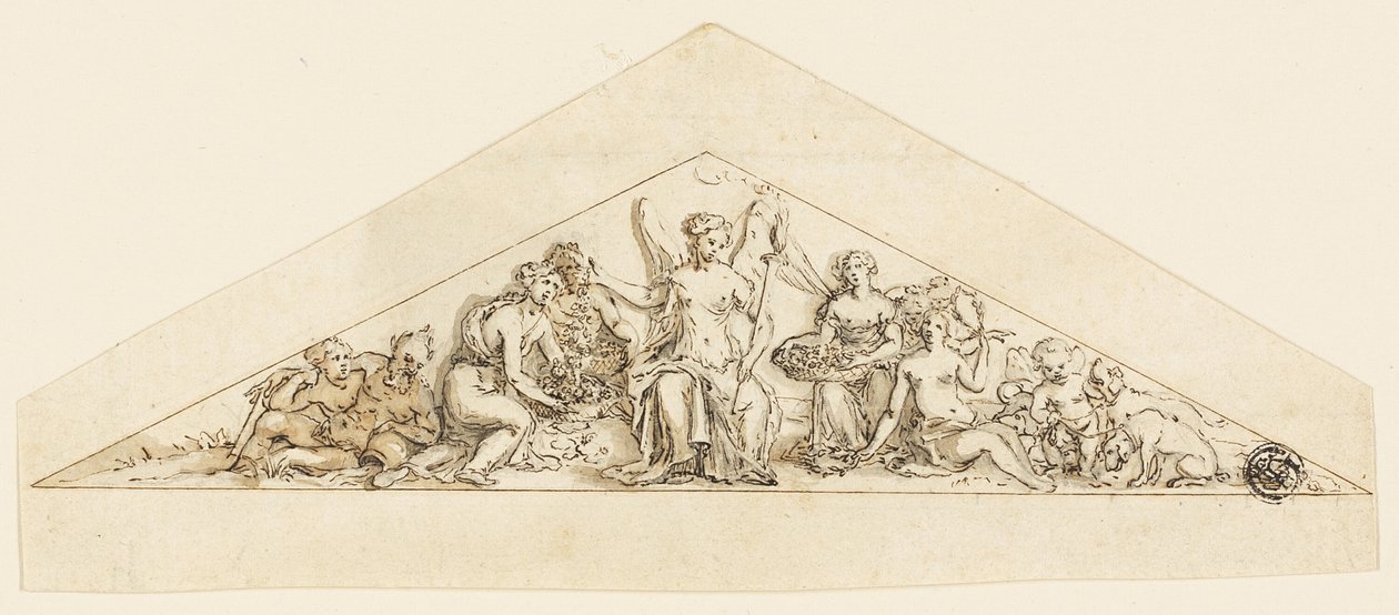 Progetto del frontone per un edificio di Wren da Grinling Gibbons