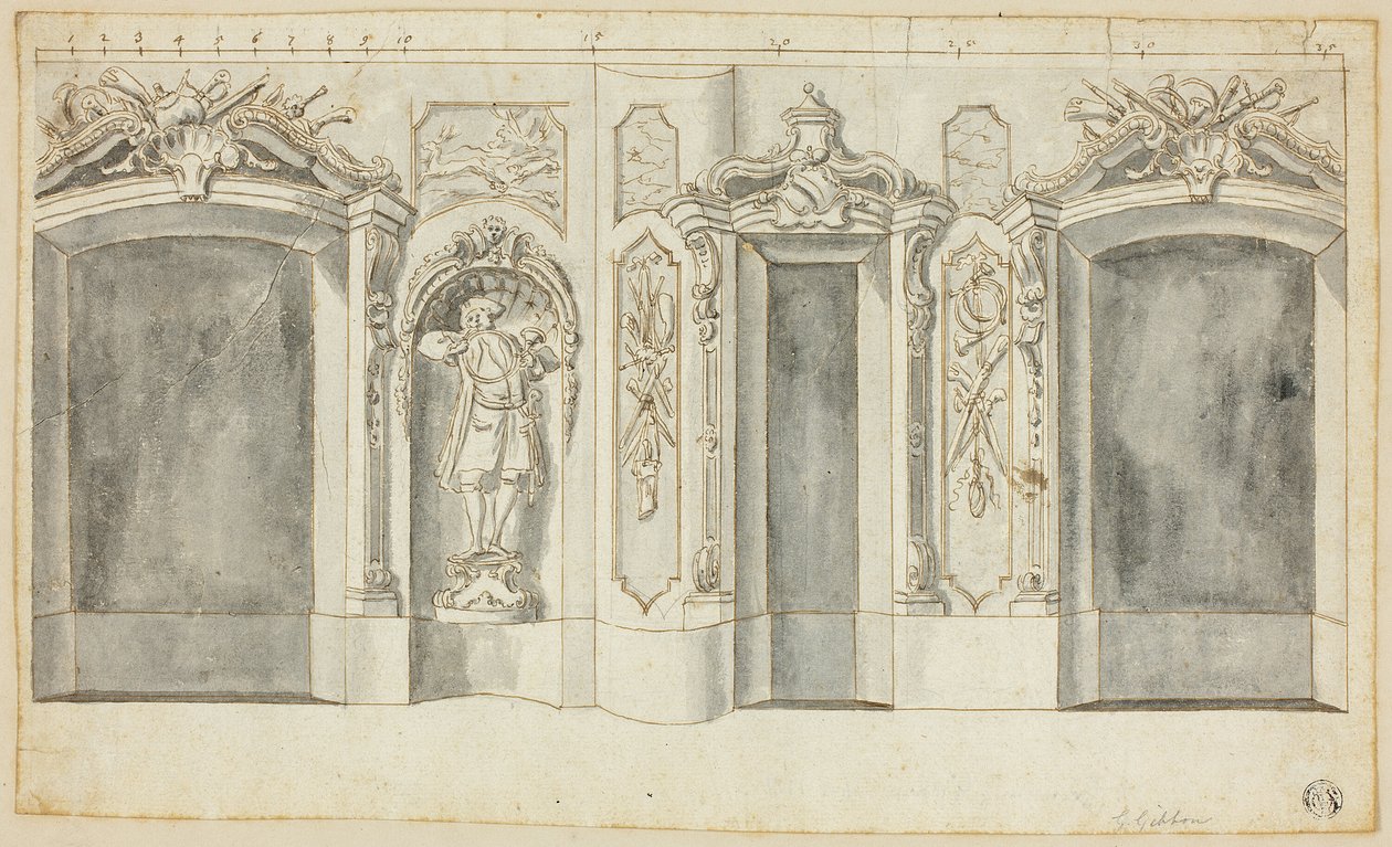 Parete con disegni di caccia da Grinling Gibbons