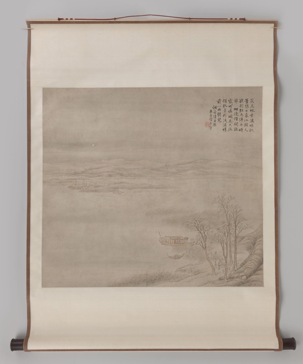 Paesaggio fluviale al chiaro di luna con figure da Guan Xining