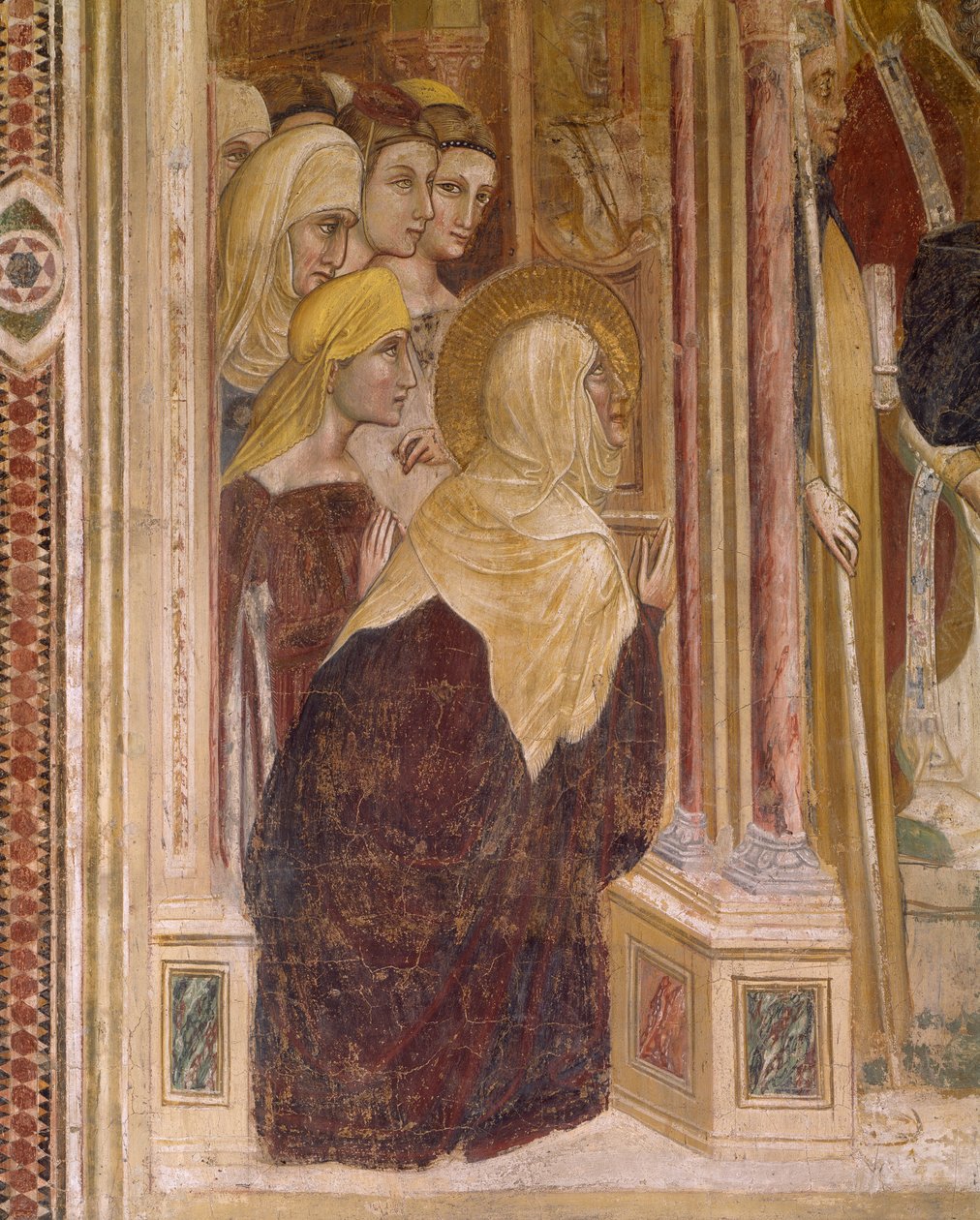 Monica con altre donne che pregano con i paramenti di Sant