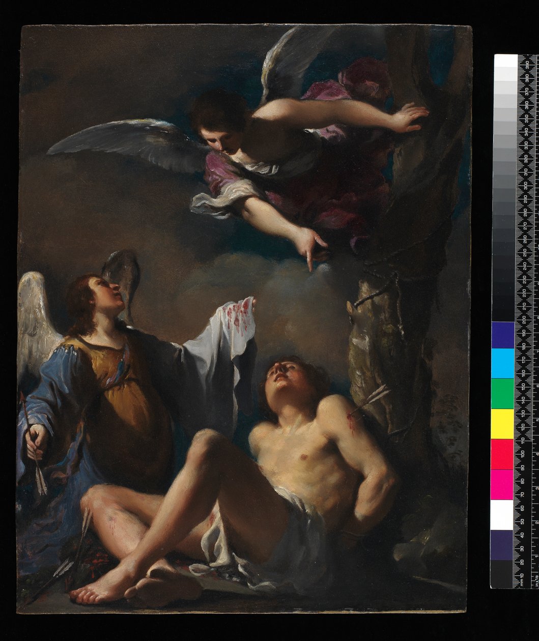 San Sebastiano soccorso da due angeli, 1617 da Giovanni Francesco Barbieri