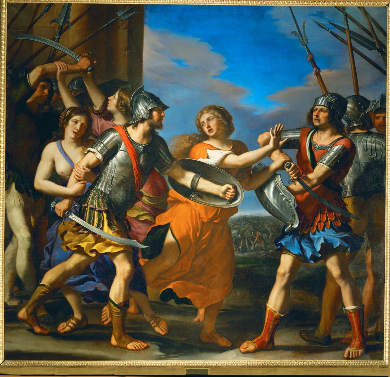 Hersilia separa Romolo e Tatius, il re dei Sabini ... da Guercino (1591 1666)
