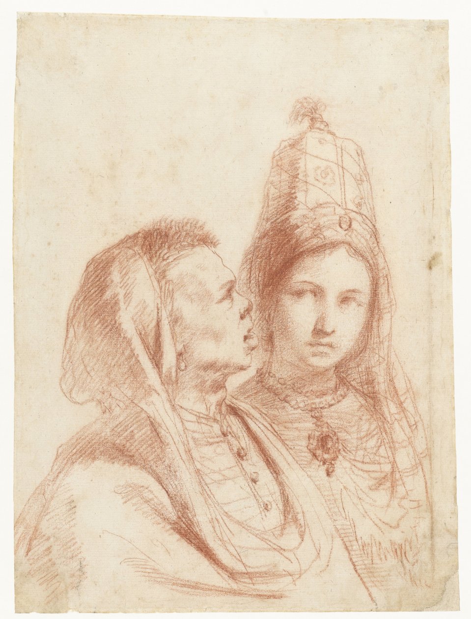 Busti di un uomo e una donna in costumi esotici da Guercino