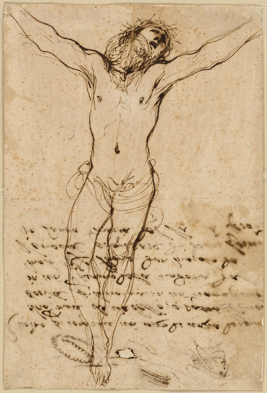 Cristo in croce: Studio per la crocifissione con i santi da Guercino