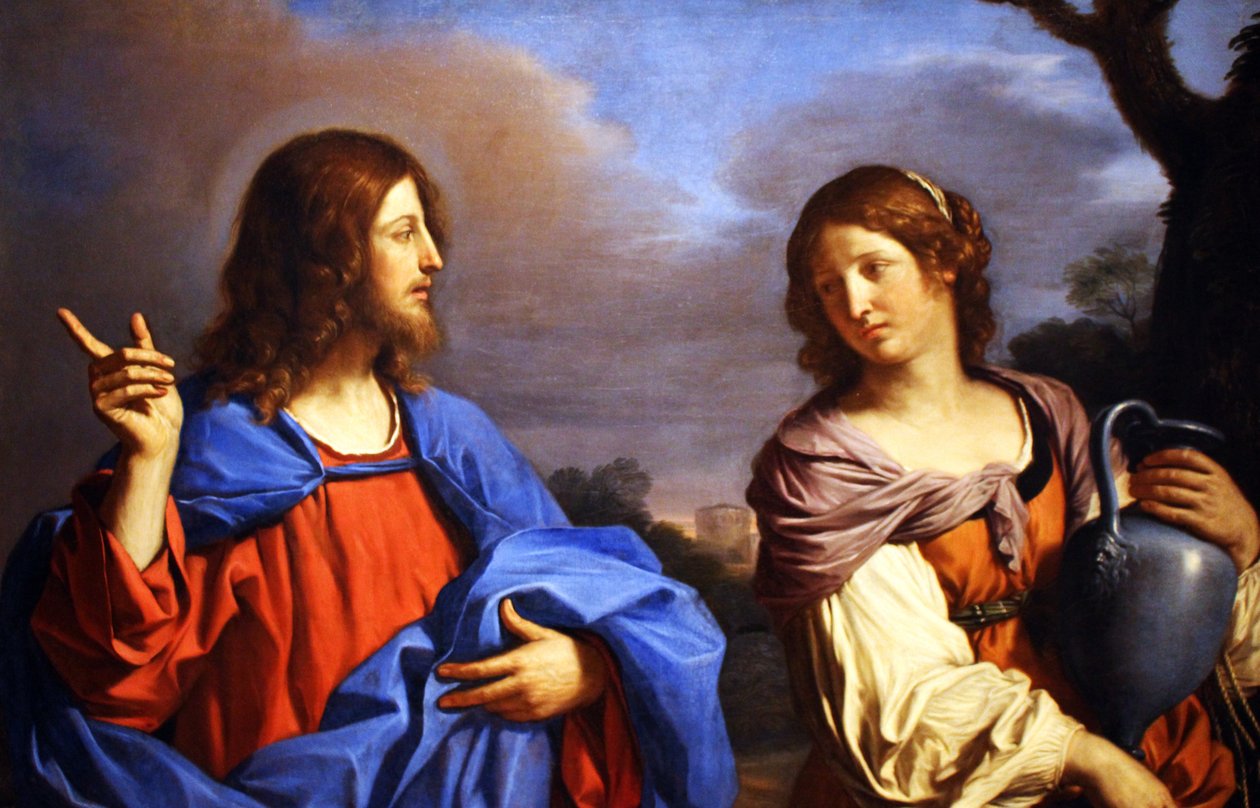 Italiano:  Cristo e la Samaritana al pozzo Cristo e la donna di Samaria al pozzo da Guercino